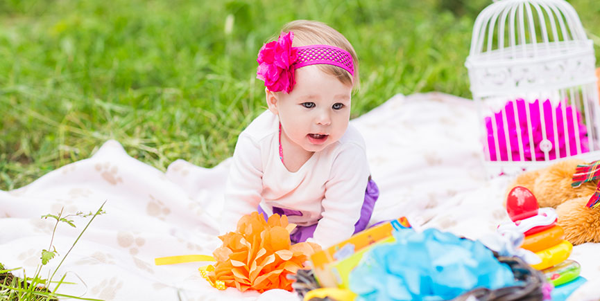 Adorable baby girl smile picnic playful weekend nature