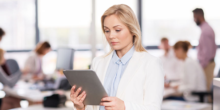 businesswoman with tablet pc computer at office