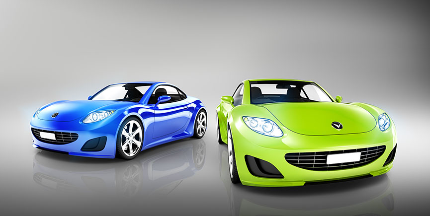 Two Elegant Multicolored Modern Cars